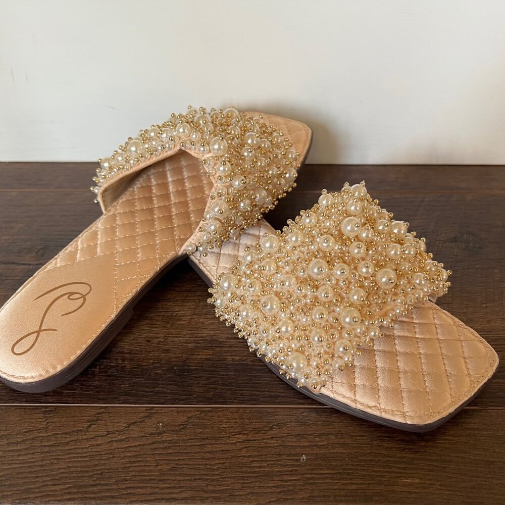 Sam Edelman Elijah Embellished Pear Eggshell Sandals